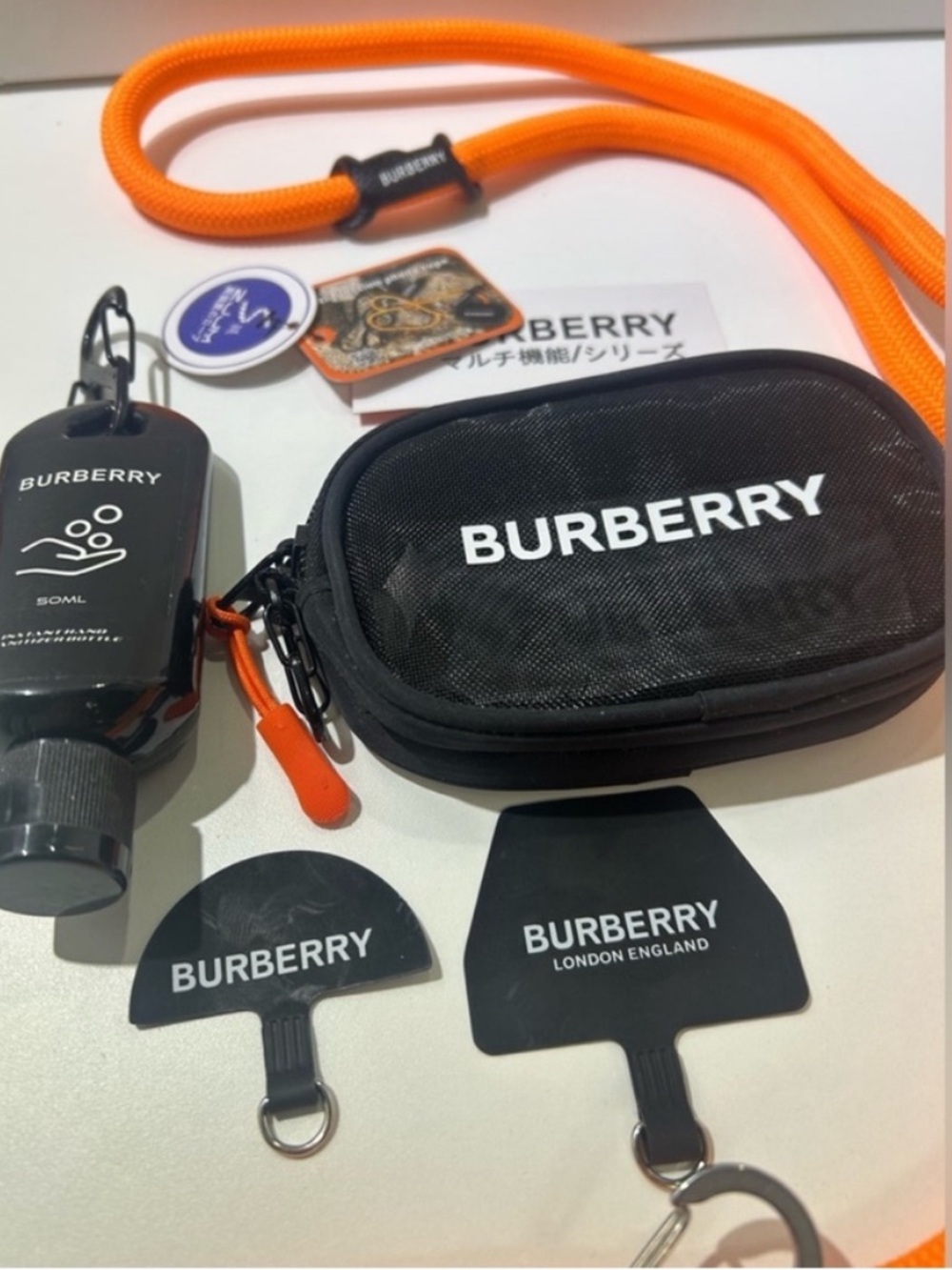 Burberry Black & Orange Travel Accessories pouch set
